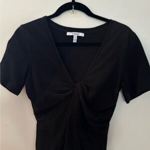 10 Crosby Derek Lam Black Tie Front Fitted Top